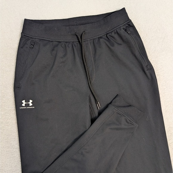 Under Armour Pants Mens LTall Black Loose Fit Joggers Tapered Leg Athletic Gear - Picture 1 of 9